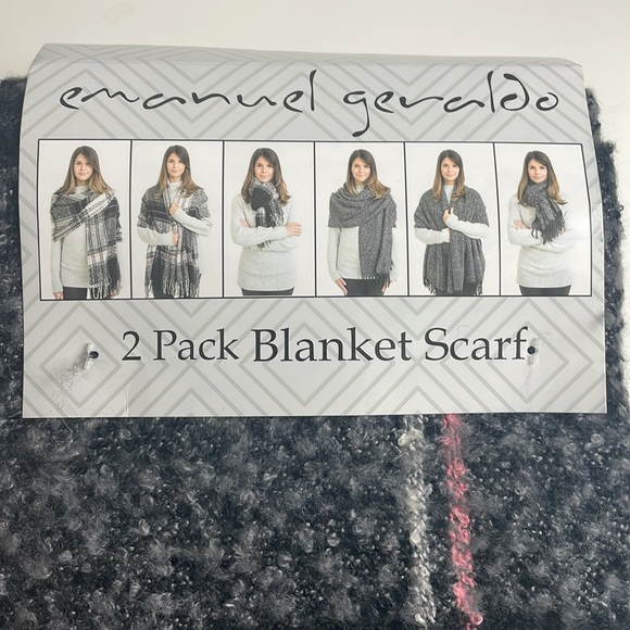 Emanuel Geraldo 2 Pack Blanket Scarf-with Fringe- One Size - Picture 2 of 12